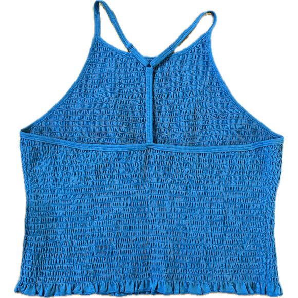 SO Juniors XL teal Halter Neck Crop Tank Top Cotton Blend Stretch - Picture 3 of 5